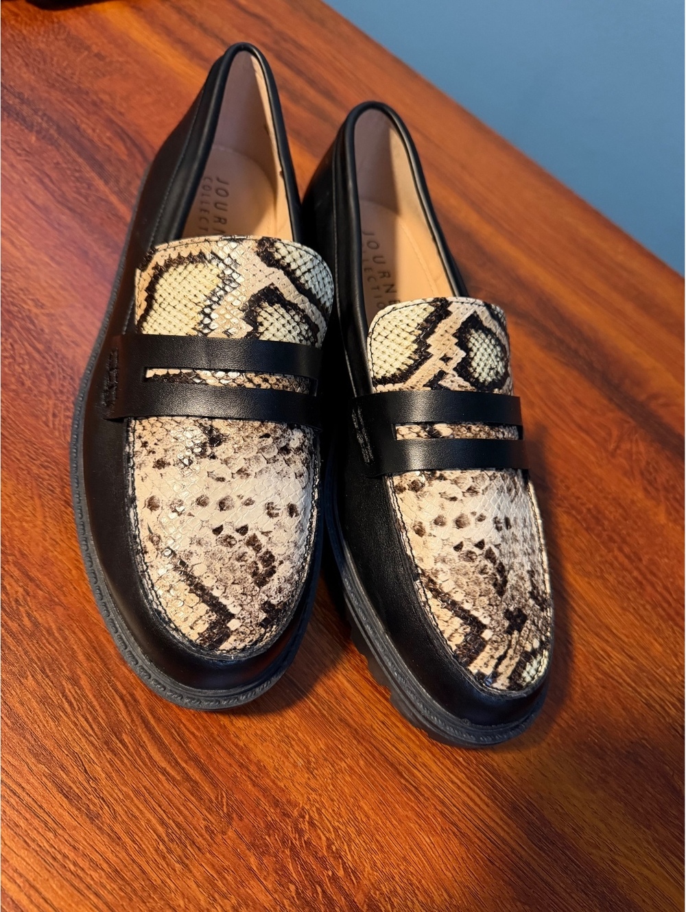Journee Collection Kenly Caual snake skin print penny loafer